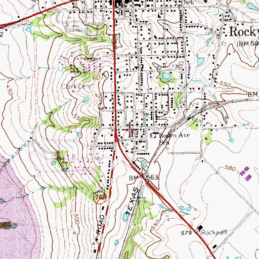 Topographic Map of New Caldonia Baptist Church, TX