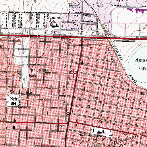 Topographic Map of Amarillo Baptist Church, TX