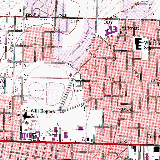 Topographic Map of Parkdale Baptist Church, TX
