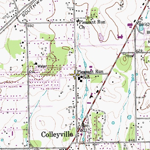 Topographic Map of First United Methodist Church Colleyville, TX