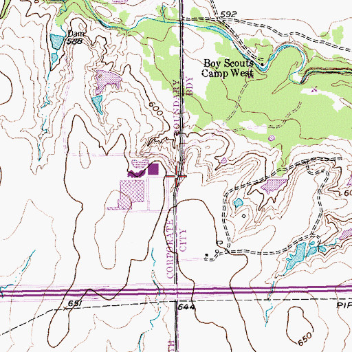 Topographic Map of Church of God of Prophecy, TX