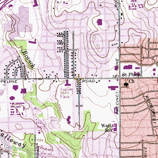 Topographic Map of Church of God of Prophecy, TX