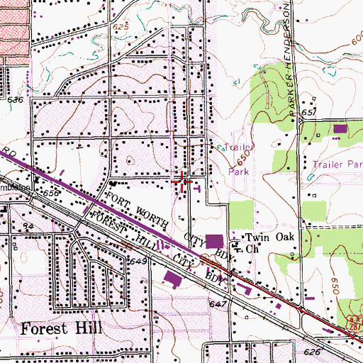 Topographic Map of Flamingo Road Church of Christ, TX