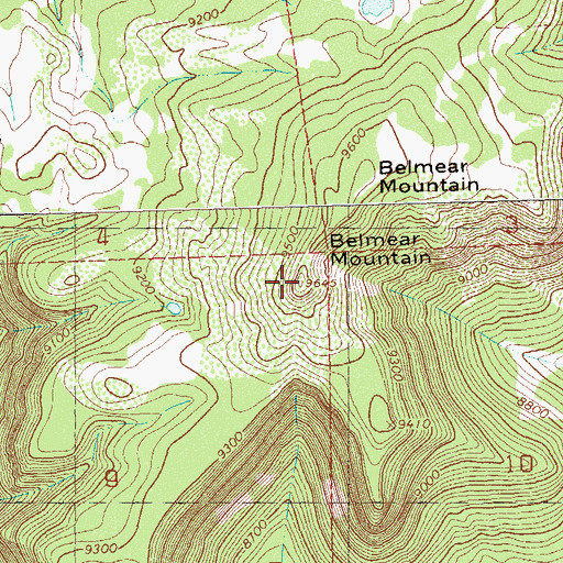 Topographic Map of Belmear Mountain, CO
