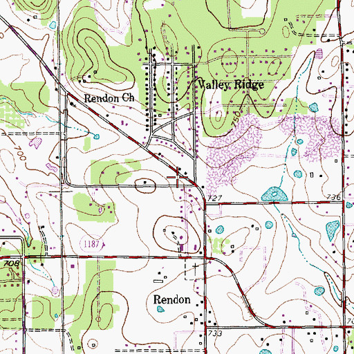 Topographic Map of Rendon Church of Christ, TX