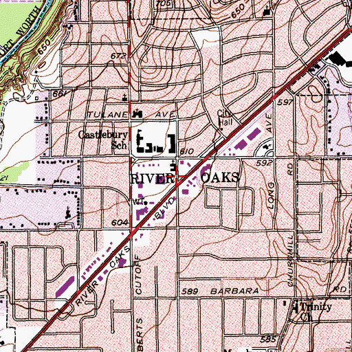Topographic Map of Castleberry Church of Christ, TX
