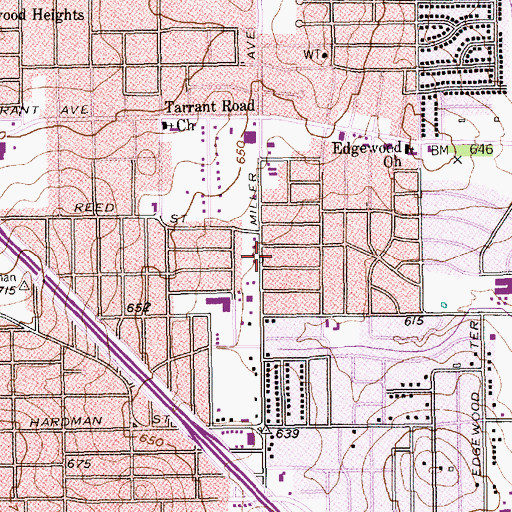 Topographic Map of True Vine Missionary Baptist Church, TX