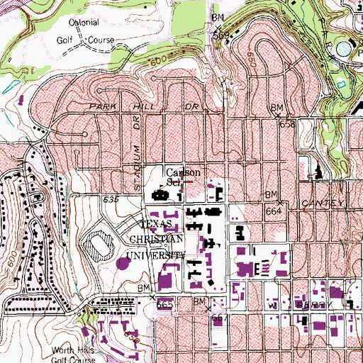 Topographic Map of University Baptist Church Fort Worth, TX