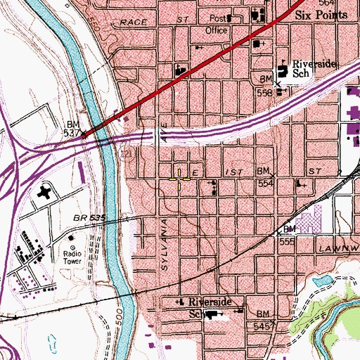 Topographic Map of Paradise Baptist Church, TX