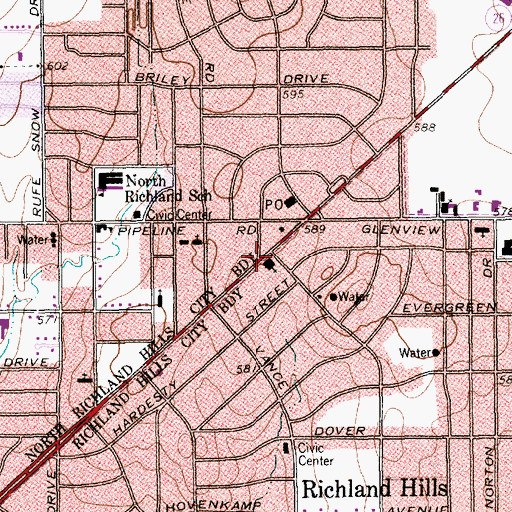 Topographic Map of Metroplex Baptist Church, TX