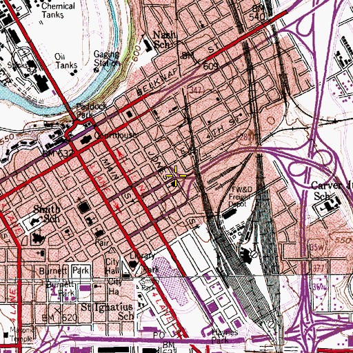 Topographic Map of Mount Gilead Baptist Church, TX