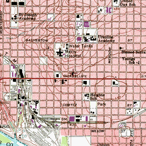 Topographic Map of El Mesias United Methodist Church, TX