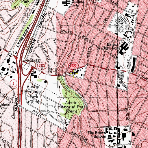 Topographic Map of Assembly of God Church of Glad Tidings, TX