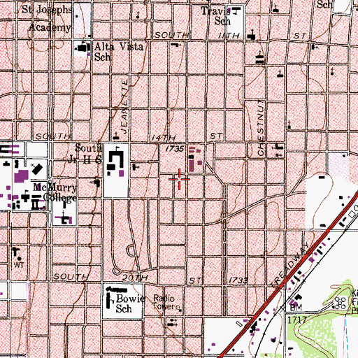 Topographic Map of Free Methodist Church, TX