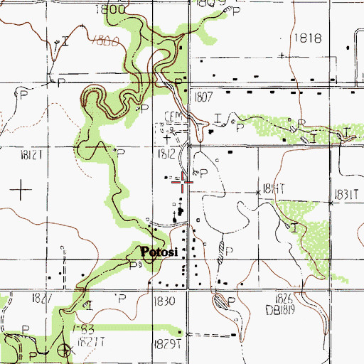 Topographic Map of Potosi United Methodist Church, TX