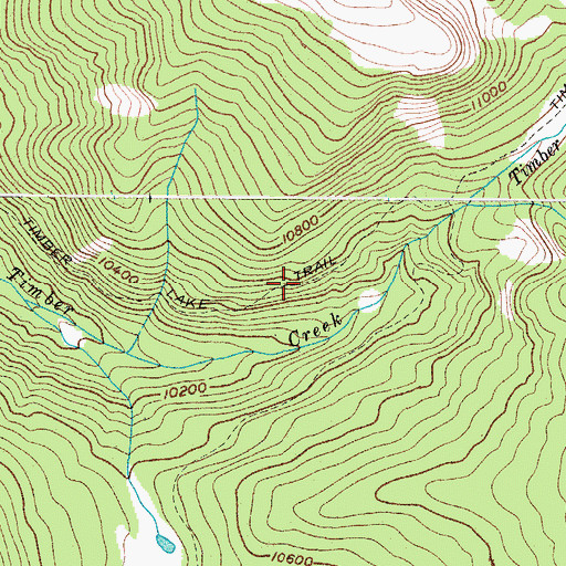 Topographic Map of Timber Lake Trail, CO