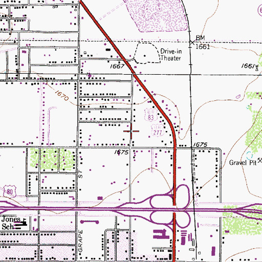 Topographic Map of Abilene Primitive Baptist Church, TX