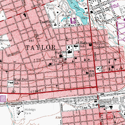 Topographic Map of Saint James Episcopal Church, TX