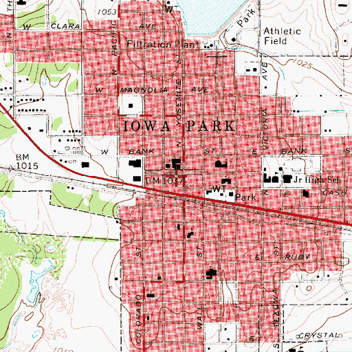 Topographic Map of First Baptist Church of Iowa Park, TX