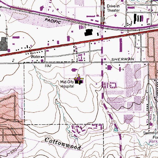 Topographic Map of Dallas - Fort Worth Medical Center - Grand Prairie (historical), TX