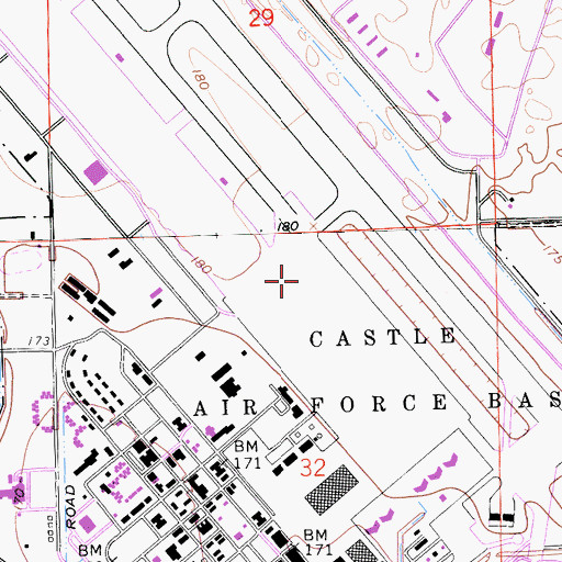 Topographic Map of Castle Airport, CA