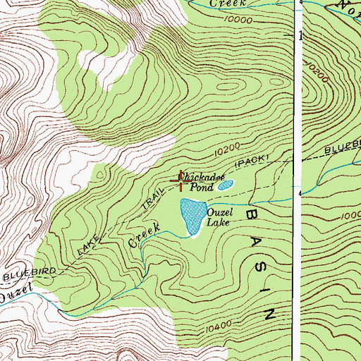 Topographic Map of Bluebird Lake Trail, CO