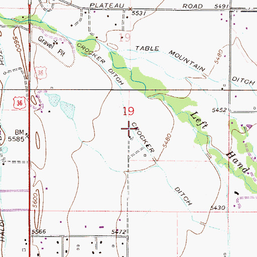 Topographic Map of Crocker Ditch, CO