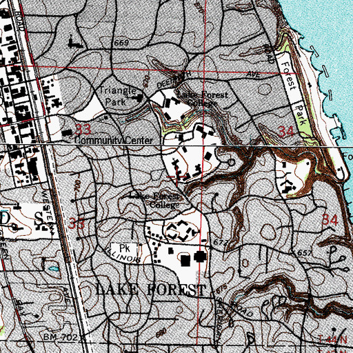 Topographic Map of Blackstone Hall, IL
