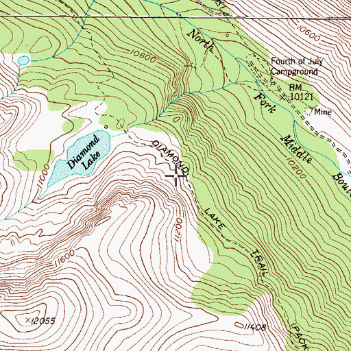 Topographic Map of Diamond Lake Trail, CO