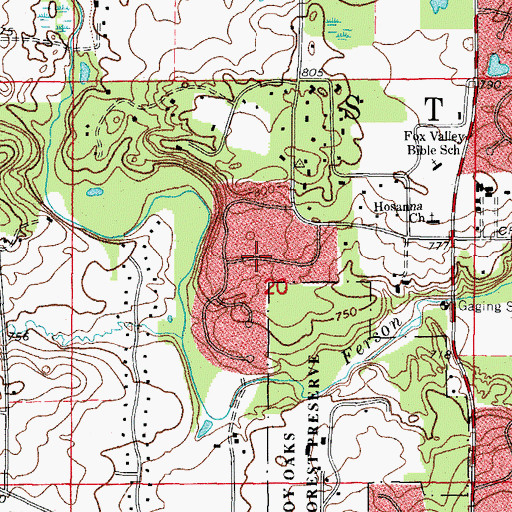 Topographic Map of Crane Woods Estates, IL