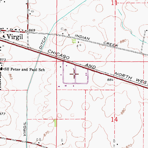Topographic Map of The Meadows of Virgil, IL