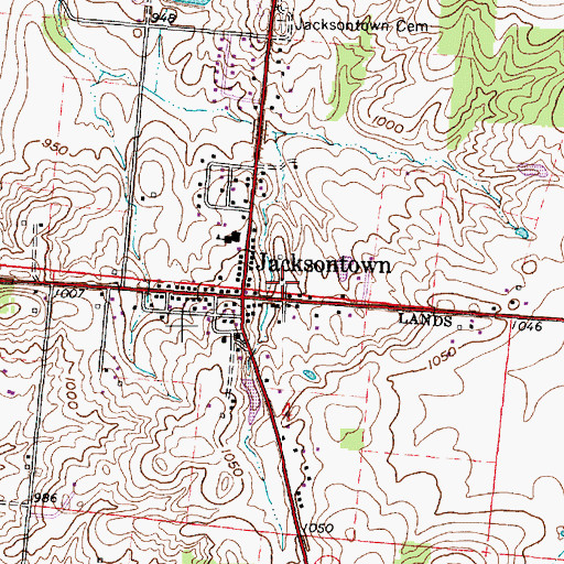 Topographic Map of Jacksontown Post Office, OH