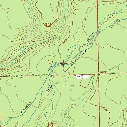 Topographic Map of Rush Creek Reservoir, CO