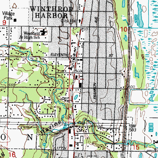 Topographic Map of Winthrop Harbor Post Office, IL