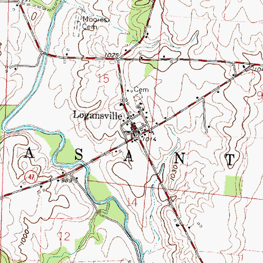 Topographic Map of Loganville Post Office (historical), OH
