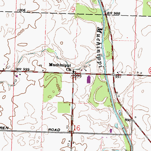 Topographic Map of Muchinipee Post Office (historical), OH