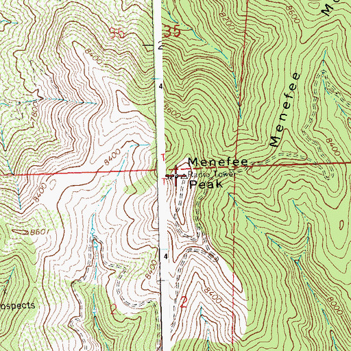 Topographic Map of Menefee Mountain, CO