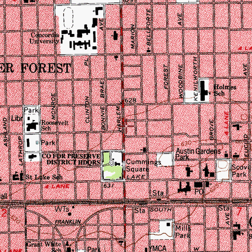 Topographic Map of Royal Oak Convalescent Home, IL