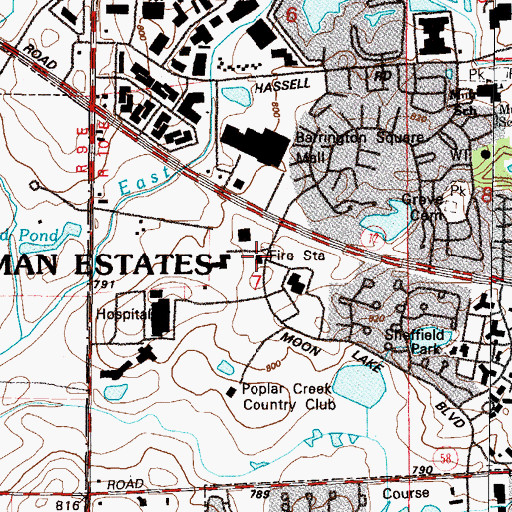Topographic Map of Hoffman Estates Fire Department Station 22, IL
