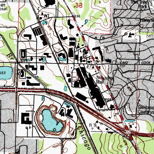 Topographic Map of Lake - Cook Plaza Shopping Center, IL