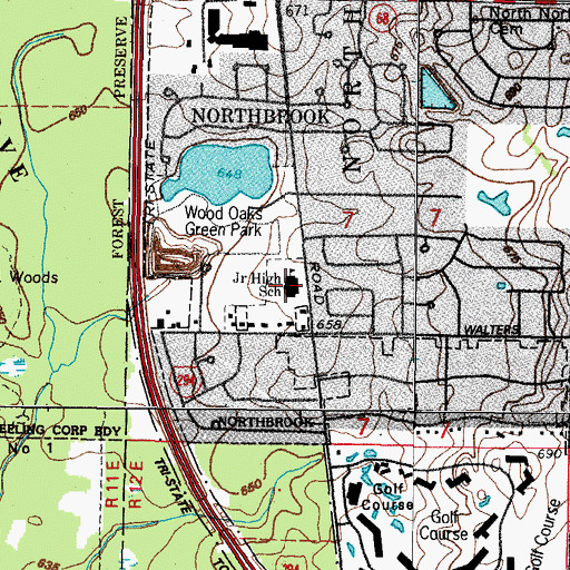 Topographic Map of Wood Oaks Junior High School, IL
