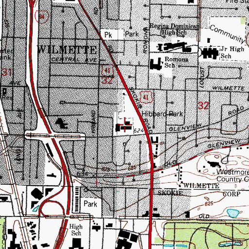 Topographic Map of Bell Elementary School (historical), IL
