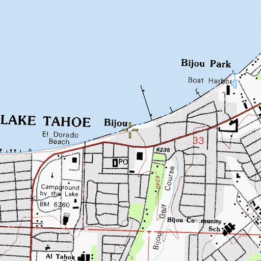 Topographic Map of Bijou Post Office (historical), CA