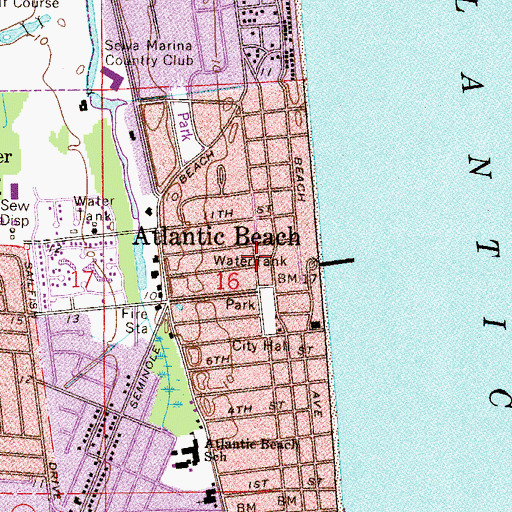 Topographic Map of Atlantic Beach Post Office (historical), FL