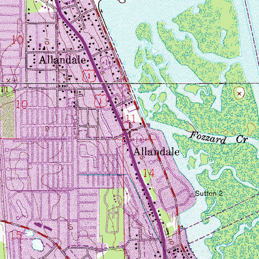 Topographic Map of Allandale Post Office (historical), FL