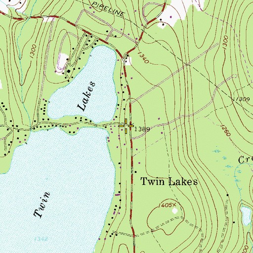 Topographic Map of Twin Lakes Post Office (historical), PA