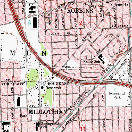 Topographic Map of Saint Peter Claver Church, IL