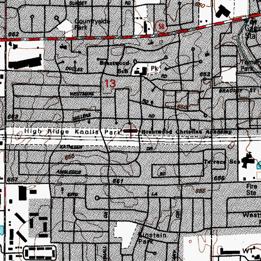 Topographic Map of West Suburban Baptist Church, IL