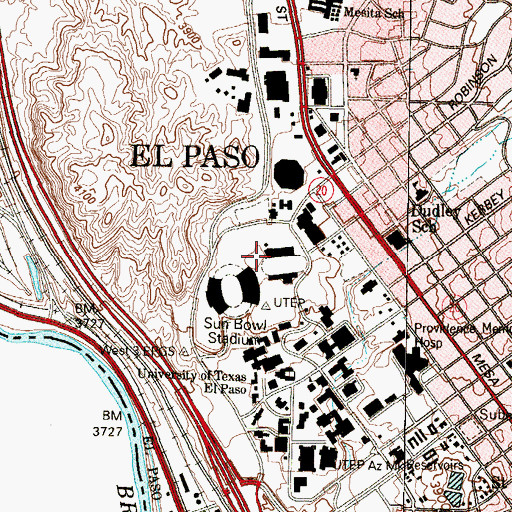 Topographic Map of Kidd Field - University of Texas El Paso, TX