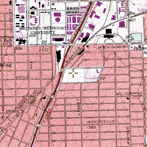 Topographic Map of Glencoe Park, TX